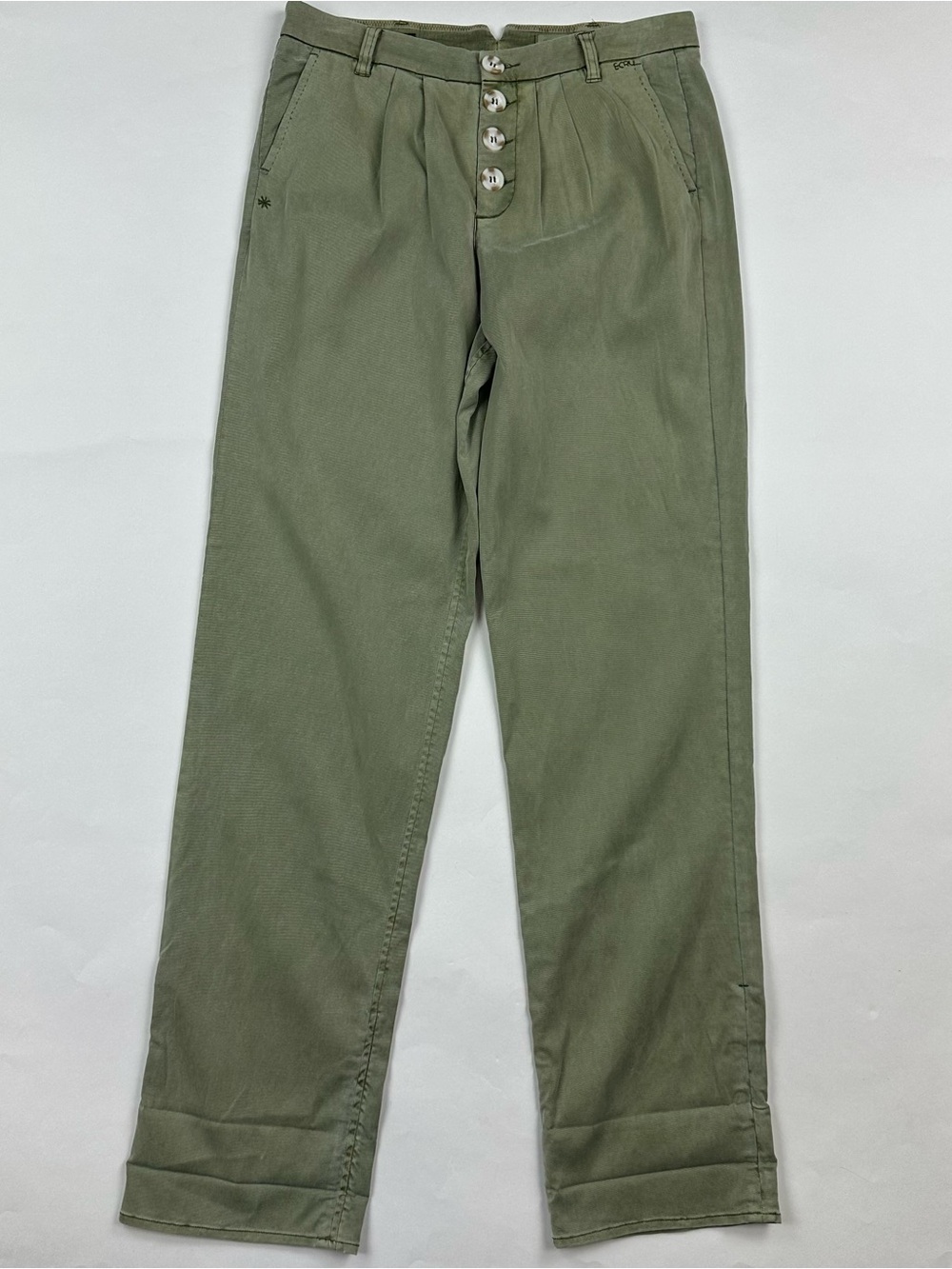 Ecru The Mitchell Project Green Button Fly Chino Pants Size 4